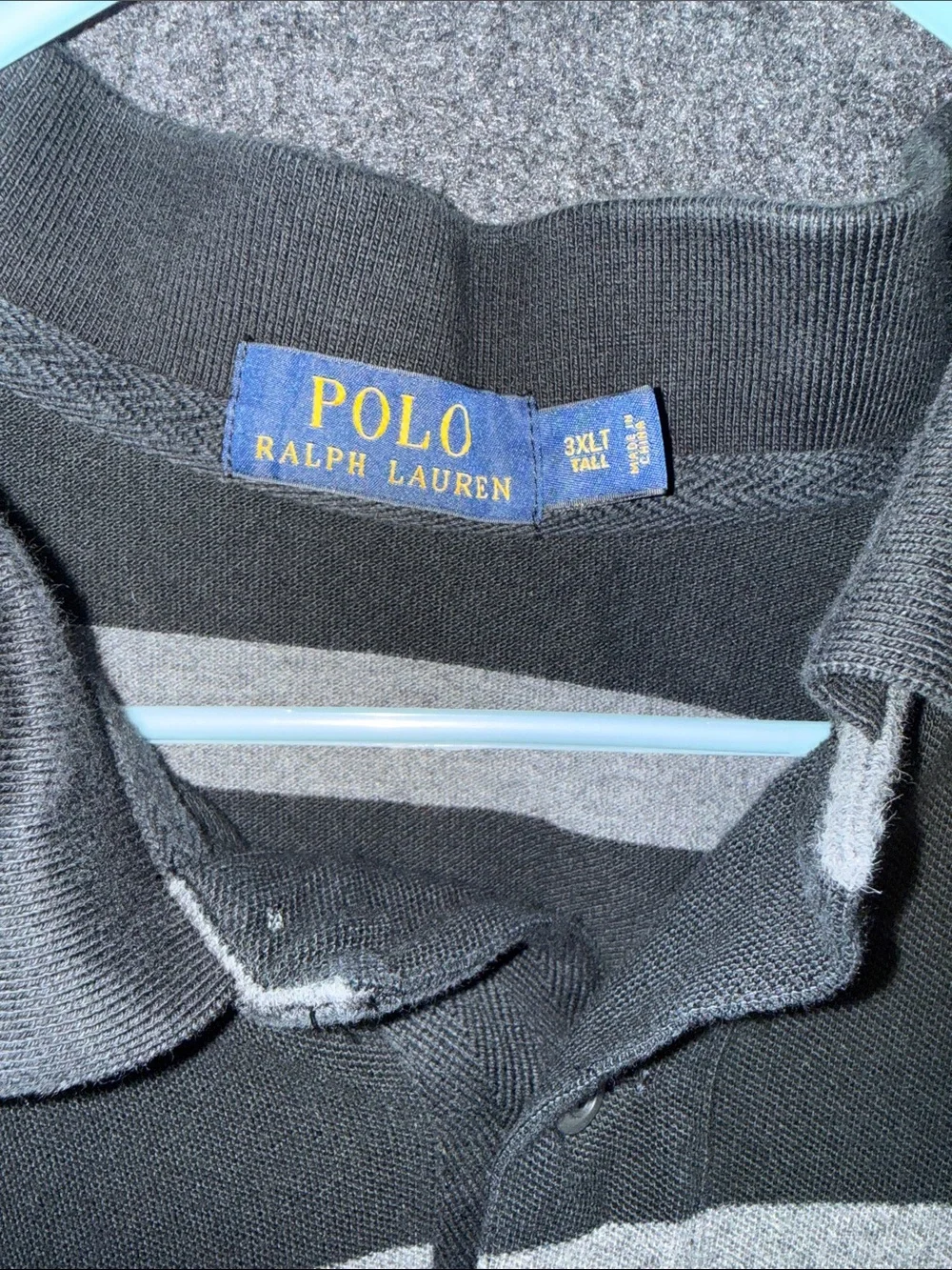Polo by Ralph Lauren Black with Gray Stripes Men’s Polo Shirt